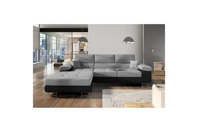 Sektionssofa Eltap Armando 289x85x203 cm - Sawana 05, Sawana 14, Grå, Sort, Venstre - Møbler - Sofaer - Sofa med chaiselong