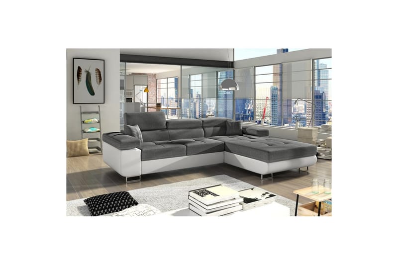 Sektionssofa Eltap Armando 289x85x203 cm - Sawana 05, Soft 17, Grå, Hvid, Højre - Møbler - Sofaer - Sofa med chaiselong