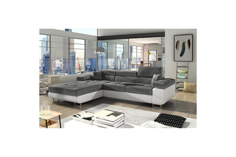 Sektionssofa Eltap Armando 289x85x203 cm - Sawana 05, Soft 17, Grå, Hvid, Venstre - Møbler - Sofaer - Sofa med chaiselong