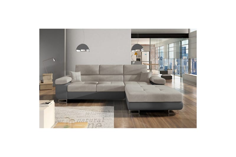 Sektionssofa Eltap Armando 289x85x203 cm - Soro 83, Soft 29, Hvid, Grå, Højre - Møbler - Sofaer - Sofa med chaiselong