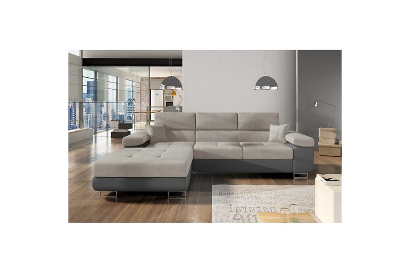Sektionssofa Eltap Armando 289x85x203 cm - Soro 83, Soft 29, Hvid, Grå, Venstre - Møbler - Sofaer - Sofa med chaiselong