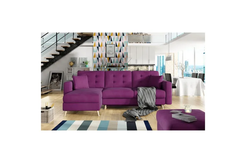 Sektionssofa Eltap Asgard L 248x93x162 cm, Mat Velvet 68, Rød