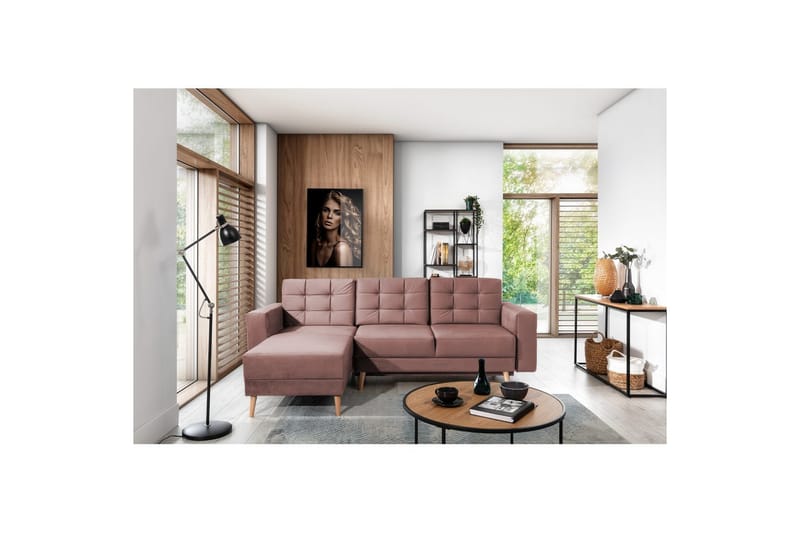 Sektionssofa Eltap Asgard L 248x93x162 cm - Monolit 63, Pink - Møbler - Sofaer - Sofa med chaiselong