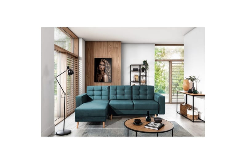 Sektionssofa Eltap Asgard L 248x93x162 cm - Monolit 76, Blå - Møbler - Sofaer - Sofa med chaiselong