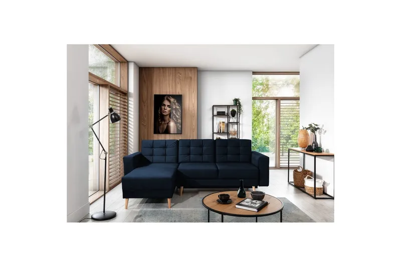 Sektionssofa Eltap Asgard L 248x93x162 cm, Monolit 79, Mørk Blå