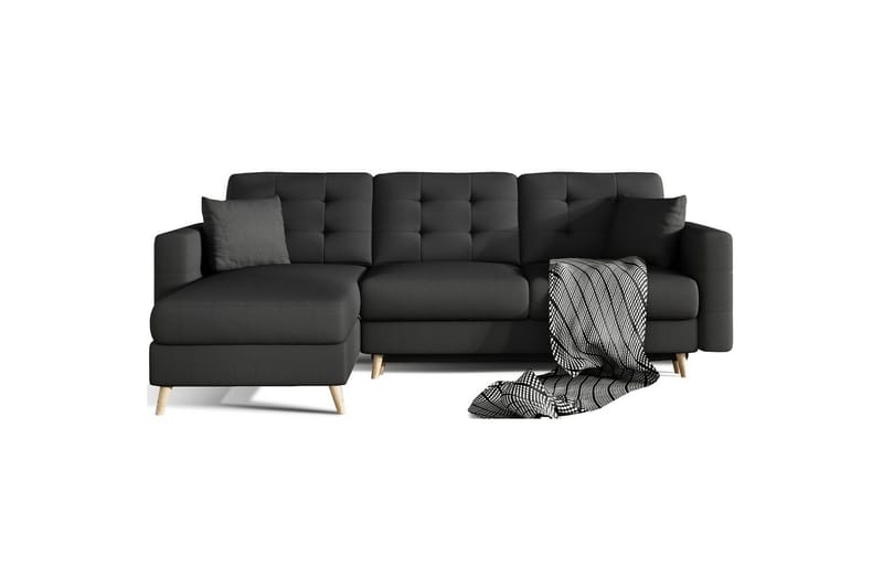 Sektionssofa Eltap Asgard L 248x93x162 cm - Sawana 14, Sort - Møbler - Sofaer - Sofa med chaiselong