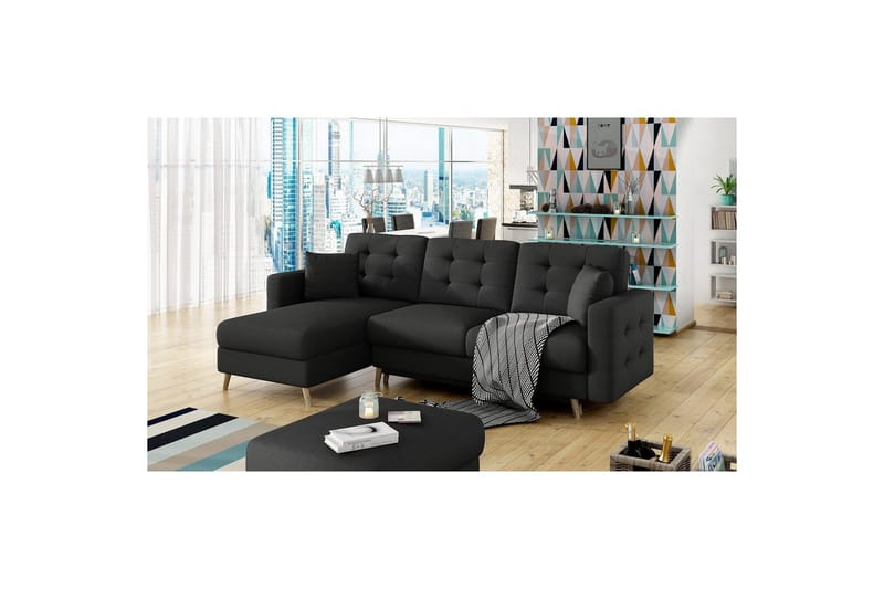 Sektionssofa Eltap Asgard L 248x93x162 cm - Sawana 14, Sort - Møbler - Sofaer - Sofa med chaiselong