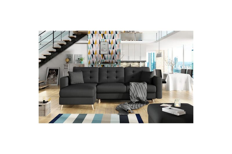 Sektionssofa Eltap Asgard L 248x93x162 cm - Sawana 14, Sort - Møbler - Sofaer - Sofa med chaiselong