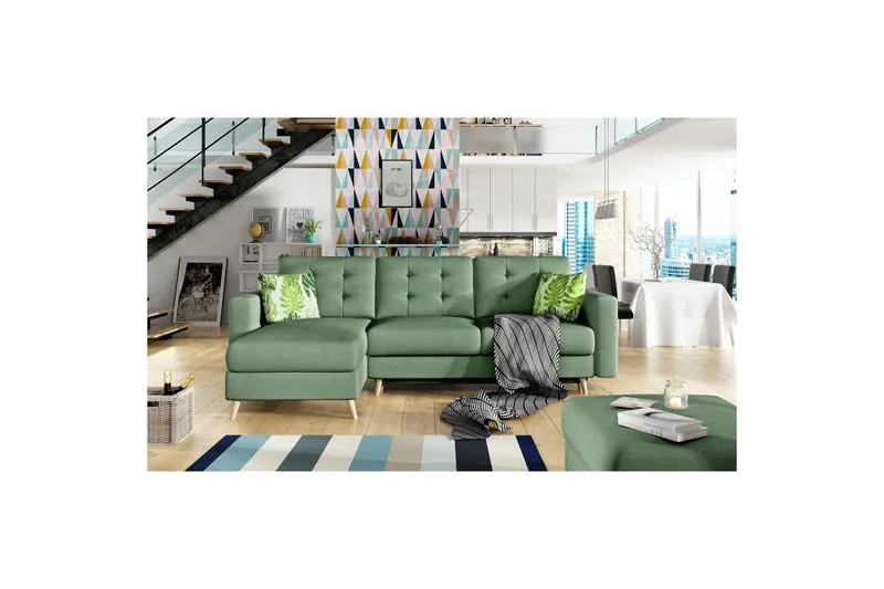 Sektionssofa Eltap Asgard L 248x93x162 cm - Soro 34, Jungle 32, Grøn, Mønster - Møbler - Sofaer - Sofa med chaiselong