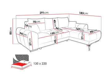 Simerly Sofa med Divan 3-personers - Mørk grå - Møbler - Sofaer - Sofa med chaiselong
