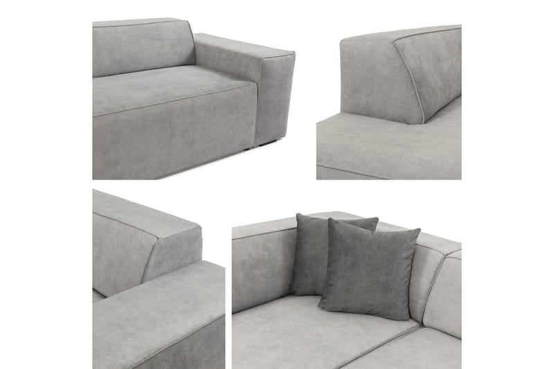 Slucajno 6-Pers. Sofa Højre - Lysegrå - Sofa med chaiselong - 4 personers sofa med chaiselong - Velour sofaer