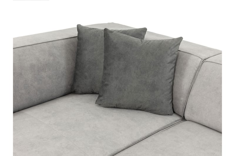 Slucajno 6-Pers. Sofa Venstre - Lysegrå - Sofa med chaiselong - 4 personers sofa med chaiselong - Velour sofaer