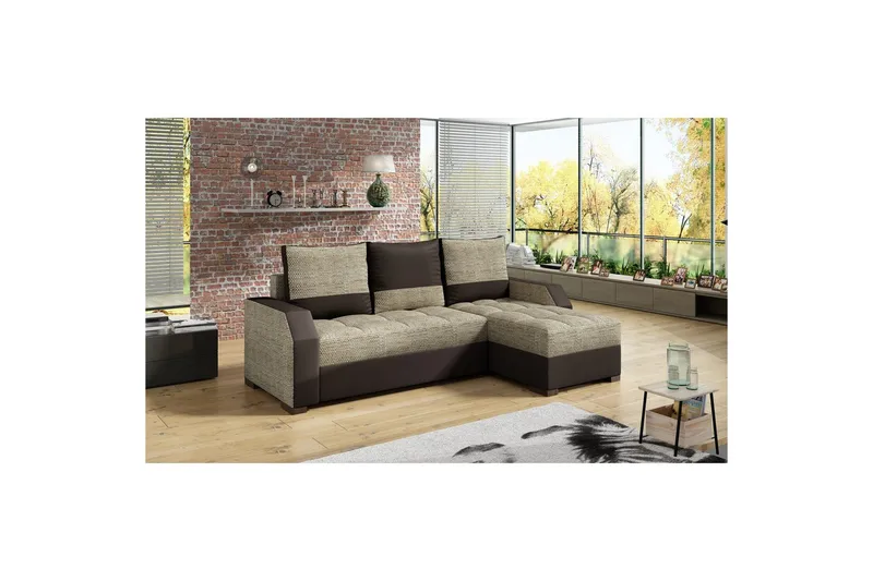 Sofa Eltap Aris 250x90 x150 cm, Berlin 03, Blød 66, Beige, Mørkebrun