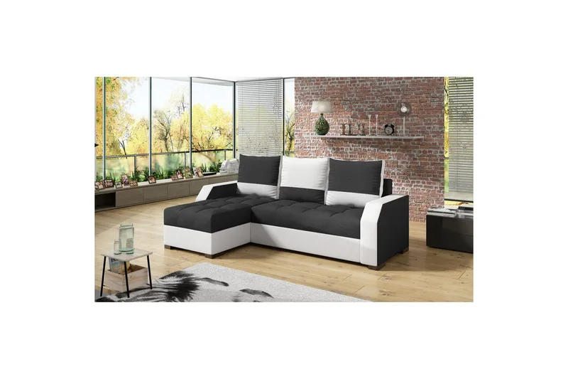 Sofa Eltap Aris 250x90 x150 cm, Malmo New 96, Soft 17, Sort, Hvid
