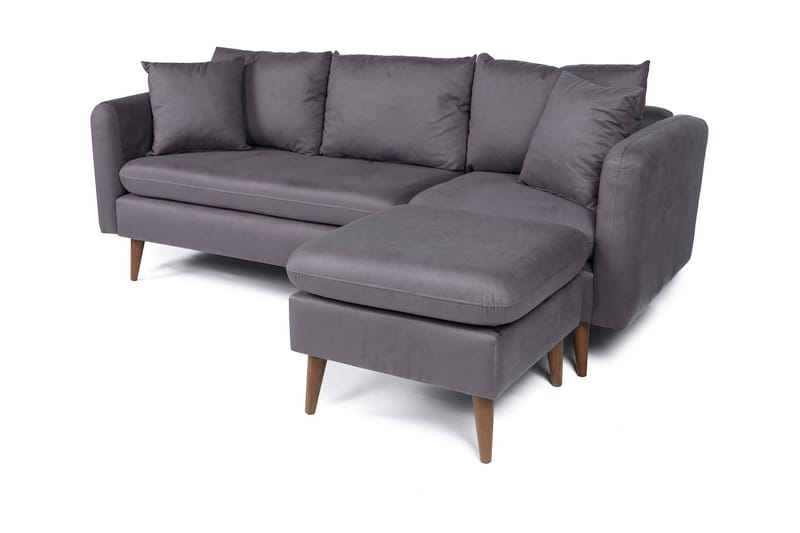 Sofiko Chaiselongsofa Højre - Antracit/Natur - Sofa med chaiselong - 4 personers sofa med chaiselong