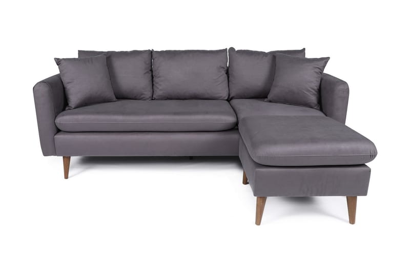 Sofiko Chaiselongsofa Højre - Antracit/Natur - Sofa med chaiselong - 4 personers sofa med chaiselong