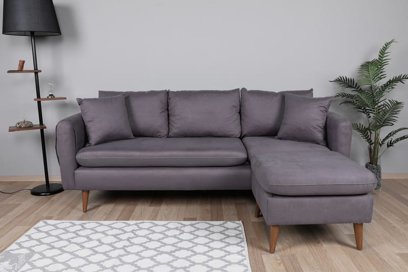 Sofiko Chaiselongsofa Højre - Antracit/Natur - Sofa med chaiselong - 4 personers sofa med chaiselong