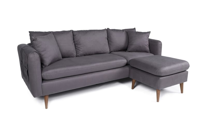 Sofiko Chaiselongsofa Højre - Antracit/Natur - Sofa med chaiselong - 4 personers sofa med chaiselong