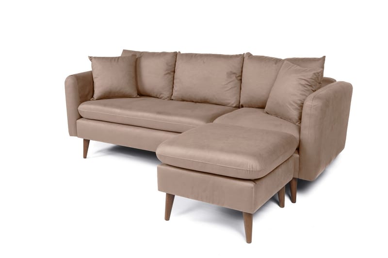 Sofiko Chaiselongsofa Højre - Brun/Natur - Sofa med chaiselong - 4 personers sofa med chaiselong