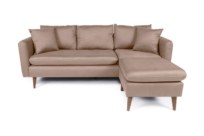 Sofiko Chaiselongsofa Højre - Brun/Natur - Sofa med chaiselong - 4 personers sofa med chaiselong