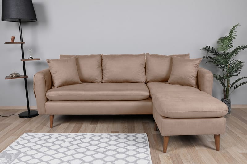 Sofiko Chaiselongsofa Højre - Brun/Natur - Sofa med chaiselong - 4 personers sofa med chaiselong