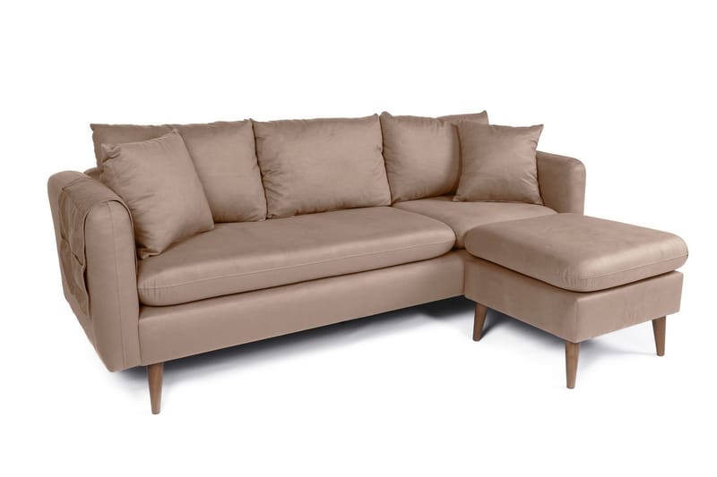 Sofiko Chaiselongsofa Højre - Brun/Natur - Sofa med chaiselong - 4 personers sofa med chaiselong