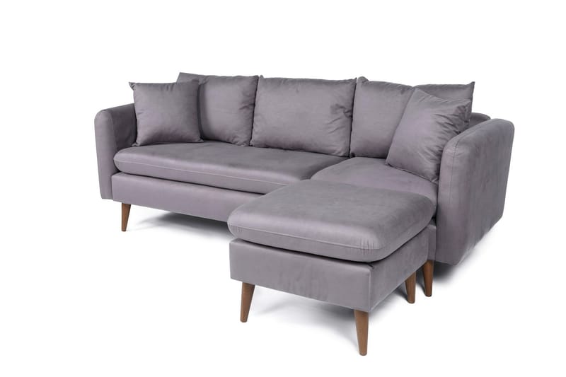 Sofiko Chaiselongsofa Højre - Grå/Natur - Sofa med chaiselong - 4 personers sofa med chaiselong