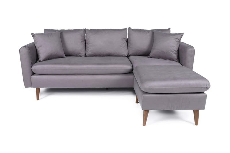 Sofiko Chaiselongsofa Højre - Grå/Natur - Sofa med chaiselong - 4 personers sofa med chaiselong