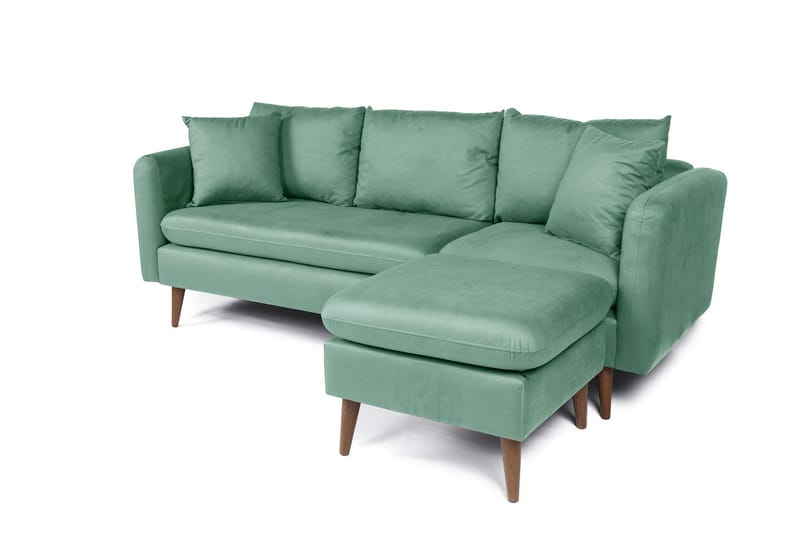 Sofiko Chaiselongsofa Højre - Havgrøn/Natur - Sofa med chaiselong - 4 personers sofa med chaiselong