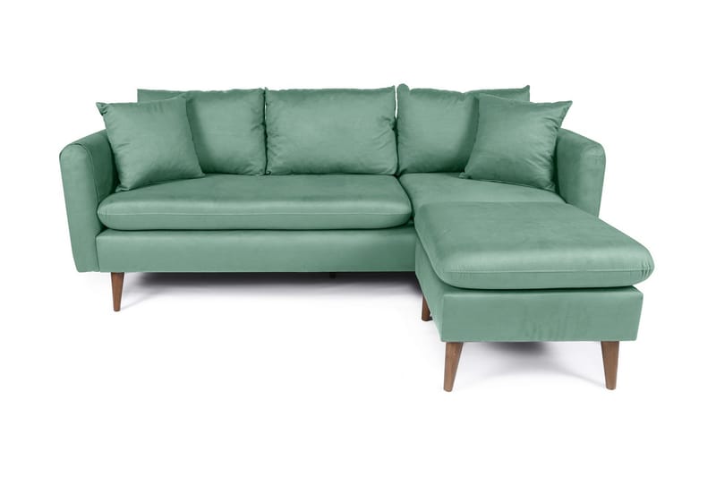 Sofiko Chaiselongsofa Højre - Havgrøn/Natur - Sofa med chaiselong - 4 personers sofa med chaiselong