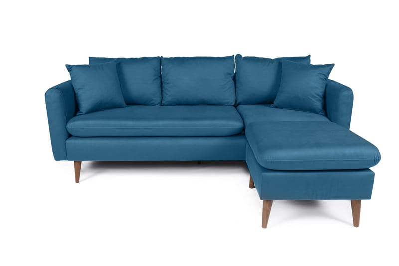 Sofiko Chaiselongsofa Højre - Mørkeblå/Natur - Sofa med chaiselong - 4 personers sofa med chaiselong