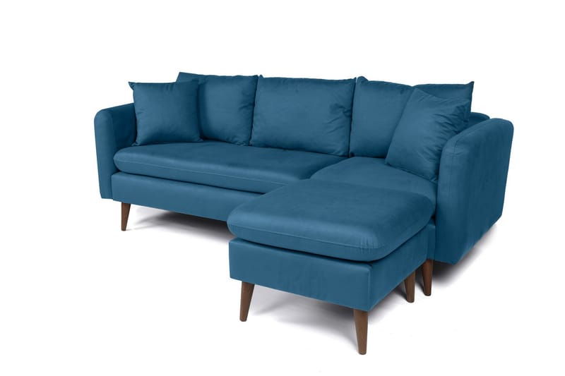 Sofiko Chaiselongsofa Højre - Mørkeblå/Natur - Sofa med chaiselong - 4 personers sofa med chaiselong