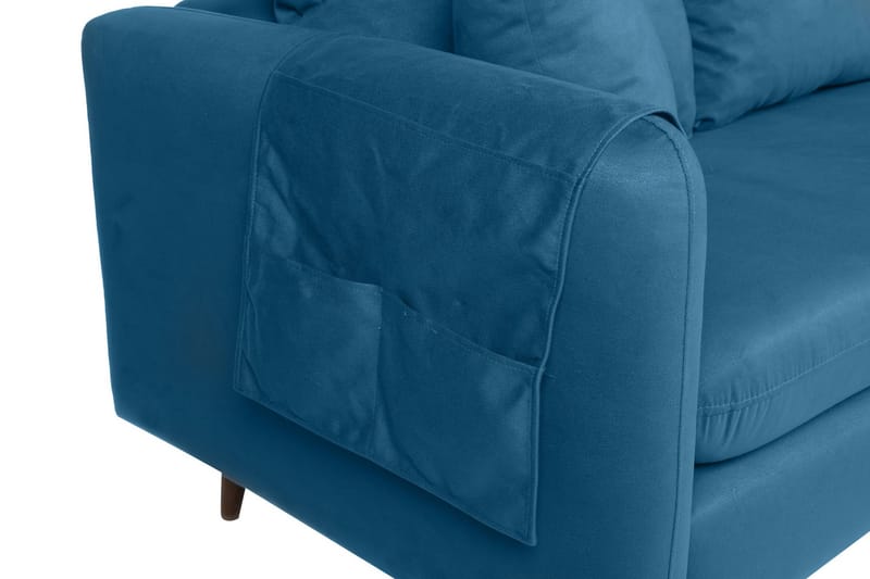 Sofiko Chaiselongsofa Højre - Mørkeblå/Natur - Sofa med chaiselong - 4 personers sofa med chaiselong