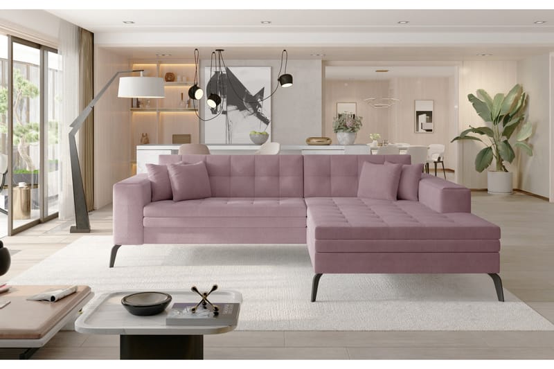 Solangis Chaiselongsofa Højre - Lys Lyserød - Møbler - Sofaer - Sofa med chaiselong