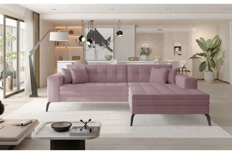 Solangis Chaiselongsofa Højre, Lys Lyserød