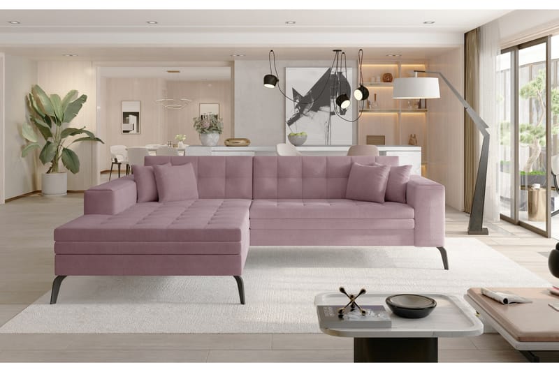 Solangis Chaiselongsofa Venstre - Lys Lyserød - Møbler - Sofaer - Sofa med chaiselong