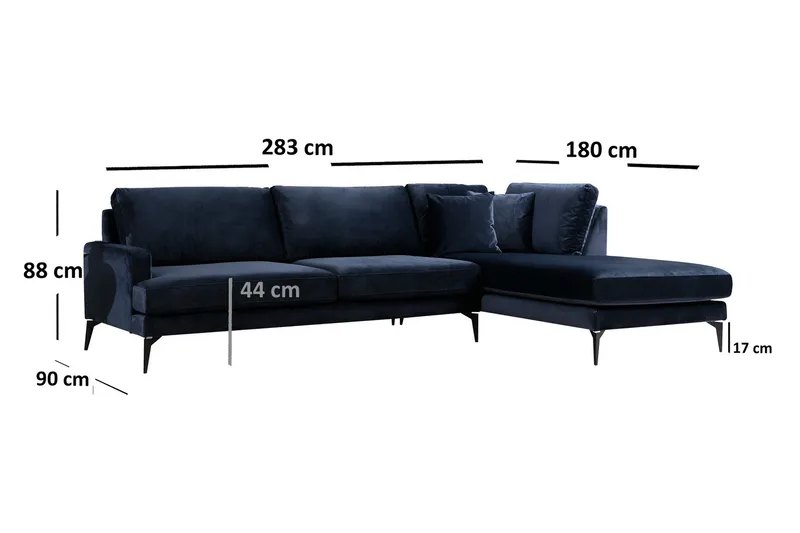 Stacker Hjørnesofa med Chaiselong Højre - Blå - Møbler - Sofaer - Sofa med chaiselong