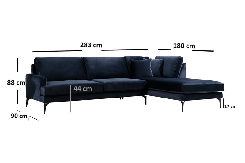 Stacker Hjørnesofa med Chaiselong Højre - Blå - Møbler - Sofaer - Sofa med chaiselong