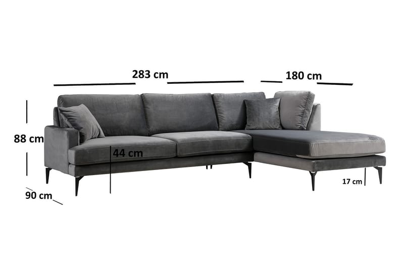 Stacker Hjørnesofa med Chaiselong Højre - Sort - Sofa med chaiselong