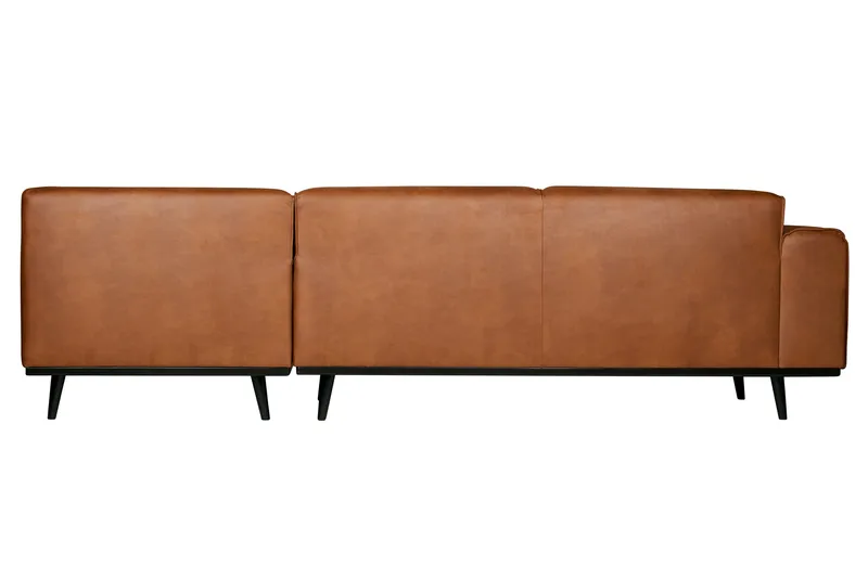 Statement 3-personers Højre Hjørnesofa med Chaiselong i Kunstlæder med Træben - Cognac - Møbler - Sofaer - Sofa med chaiselong