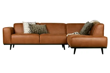 Statement 3-personers Højre Hjørnesofa med Chaiselong i Kunstlæder med Træben - Cognac - Møbler - Sofaer - Sofa med chaiselong