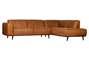 Statement 3-personers Højre Hjørnesofa med Chaiselong i Kunstlæder med Træben - Cognac - Møbler - Sofaer - Sofa med chaiselong