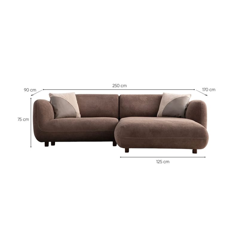 Talrosen 3-personers sofa med Chaiselong - Brun - Møbler - Sofaer - Sofa med chaiselong