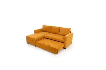 Tareen Sofa med Divan 3-personers - Sennepsgul - Møbler - Sofaer - Sovesofaer - Sovesofa chaiselong