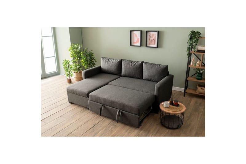 Tareen Sofa med Divan 3-personers - Mørkegrå - Møbler - Sofaer - Sofa med chaiselong