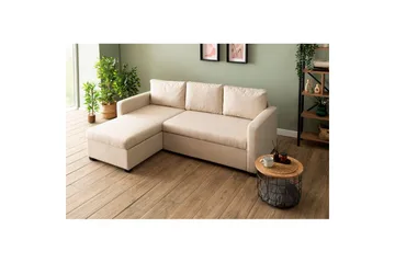 Tareen Sofa med Divan 3-personers - Beige - Møbler - Sofaer - Sovesofaer - Sovesofa chaiselong