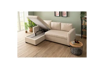 Tareen Sofa med Divan 3-personers - Beige - Møbler - Sofaer - Sovesofaer - Sovesofa chaiselong