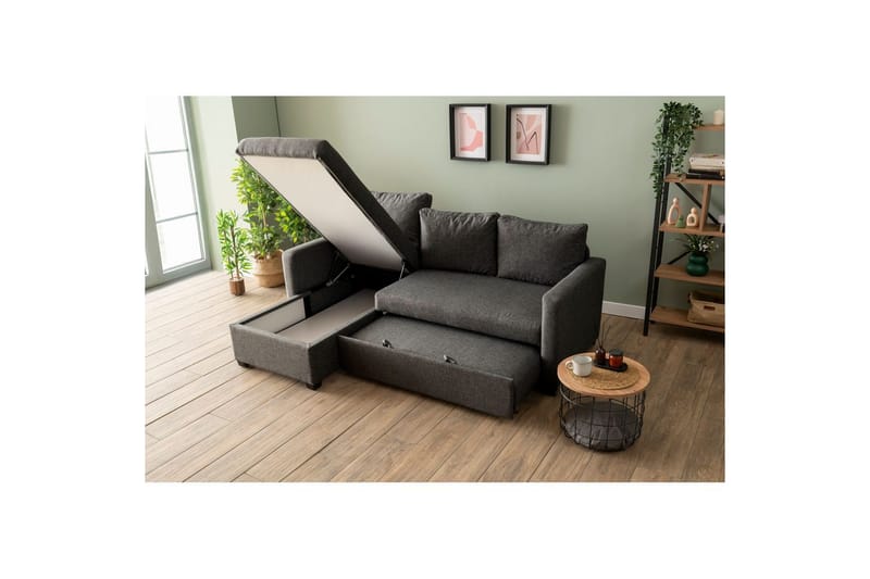 Tareen Sofa med Divan 3-personers - Mørkegrå - Møbler - Sofaer - Sofa med chaiselong