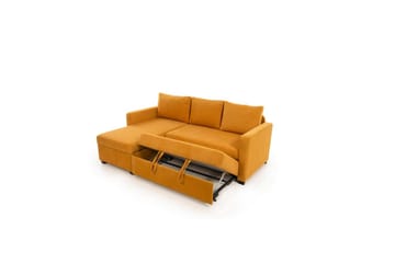 Tareen Sofa med Divan 3-personers - Sennepsgul - Møbler - Sofaer - Sovesofaer - Sovesofa chaiselong