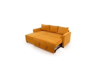 Tareen Sofa med Divan 3-personers - Sennepsgul - Møbler - Sofaer - Sovesofaer - Sovesofa chaiselong